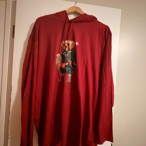 Polo Ralph Lauren Red Hoodie with Bear Graphic